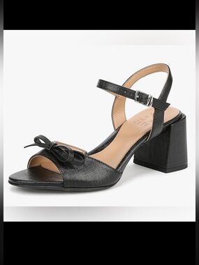 Naturalizer Deandra Black Bow Block Heeled Sandals 8 Wide